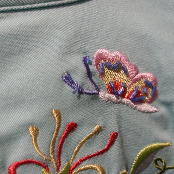 Quacker Factory Jacket Aqua Beaded Embroidered Zipper Jacket L NWOT - Picture 7 of 12